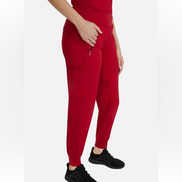 Healing Hands Red Jogger Knit Waistband Pant - Picture 2 of 11